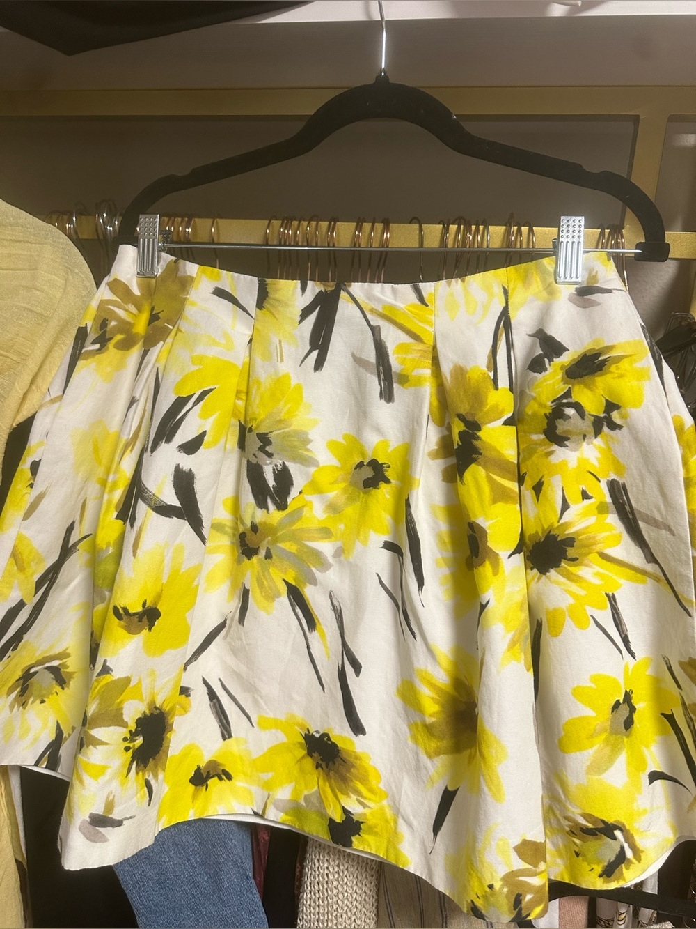 ALICE + OLIVIA Yellow Floral Cotton/Silk Blend Skirt 🌼